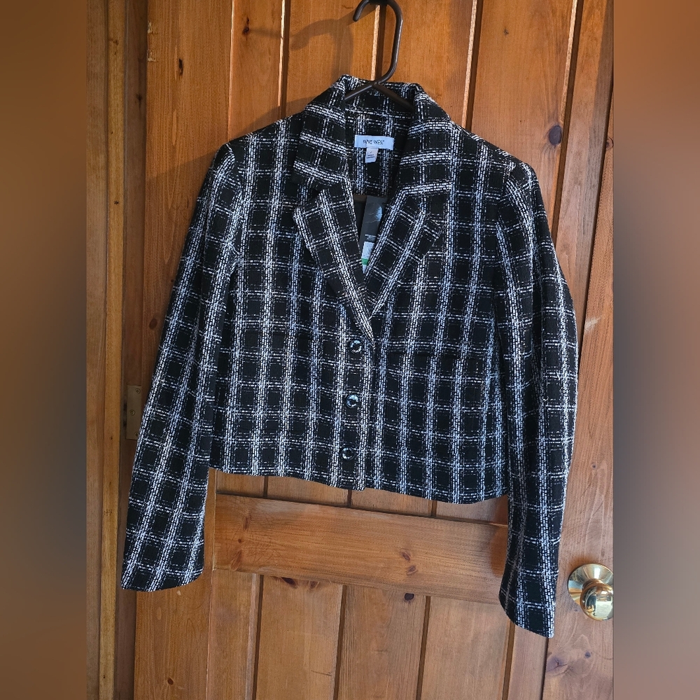 Nine West Women's Black and White Plaid Jacket